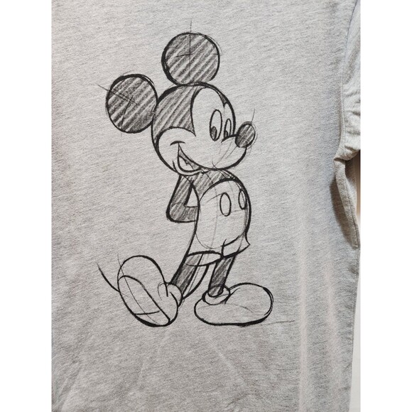 DISNEY WOMANS XL 14/16 GRAY TEE MICKEY MOUSE SKETCH ART DRAWING CLASSIC CARTOON - Picture 5 of 10